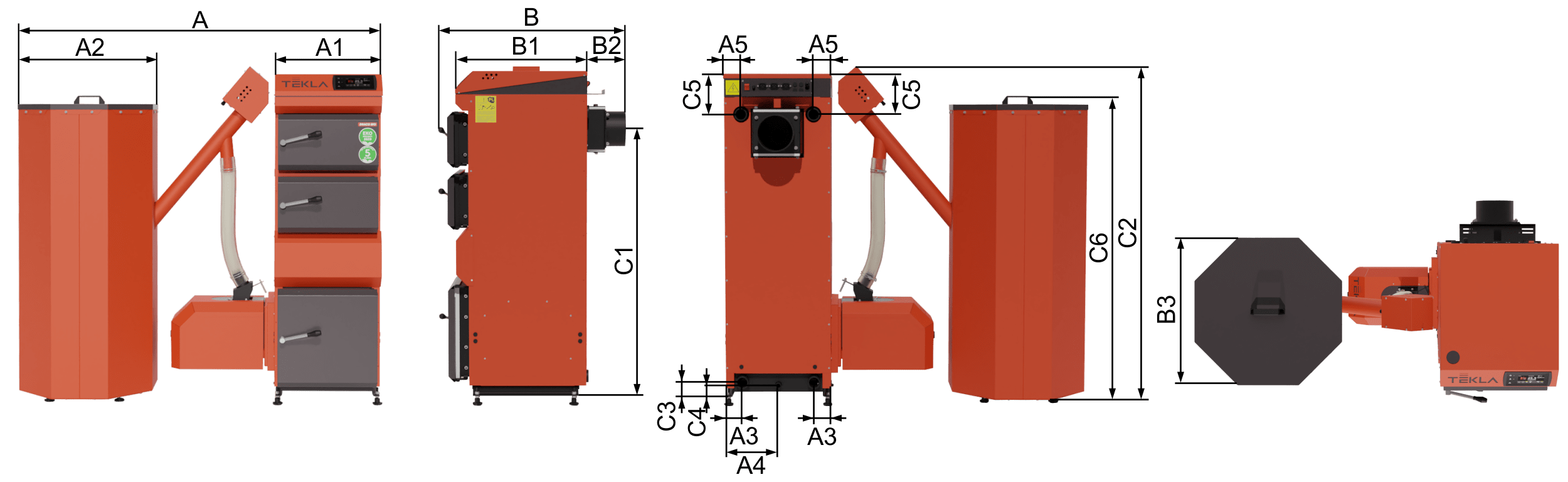 Rozmery kotla TEKLA DRACO BIO 35